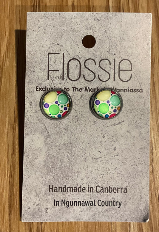 *Earrings Green Big Spots Studs