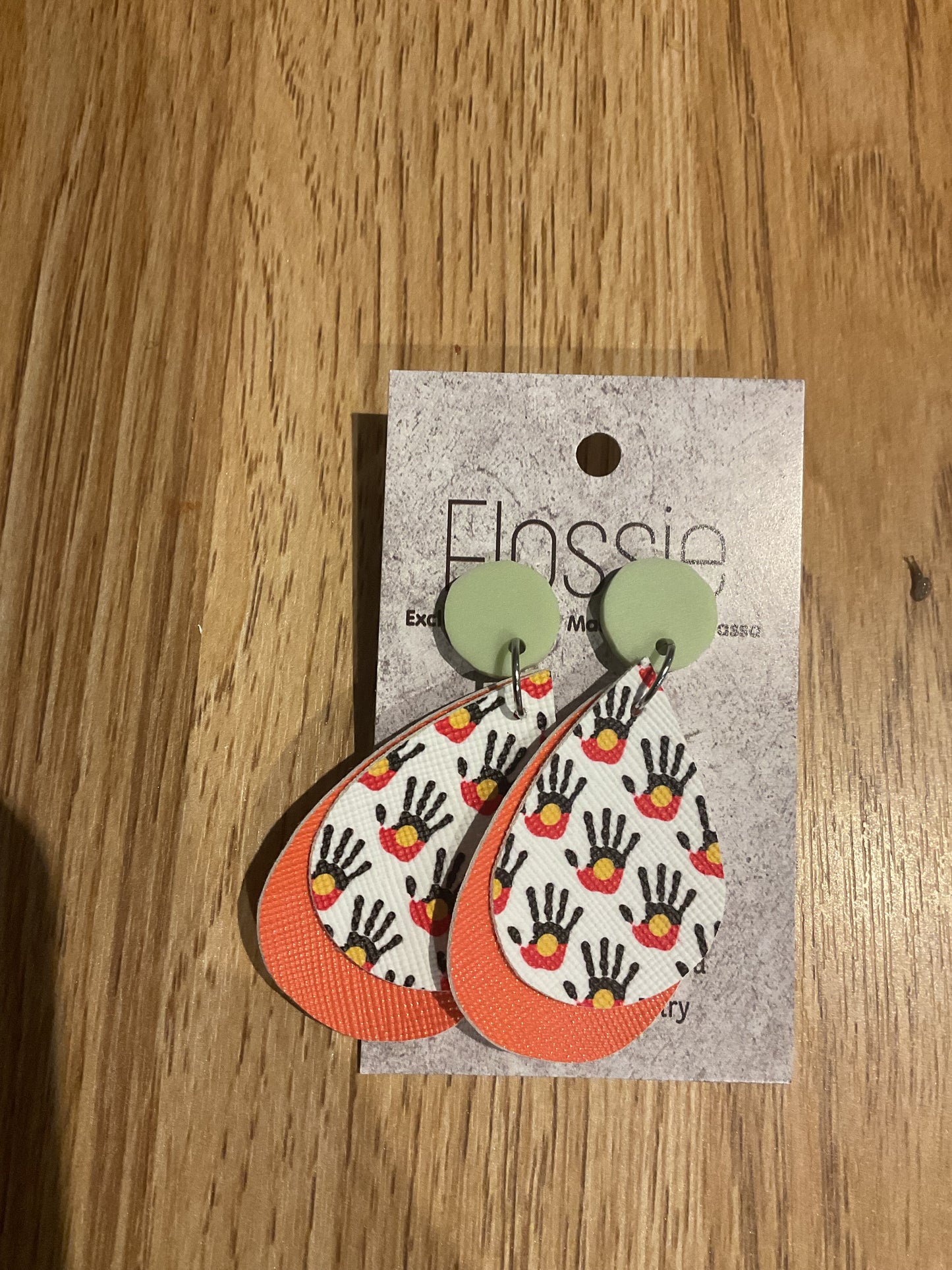 *Earrings Indigenous Hand Print Dangles