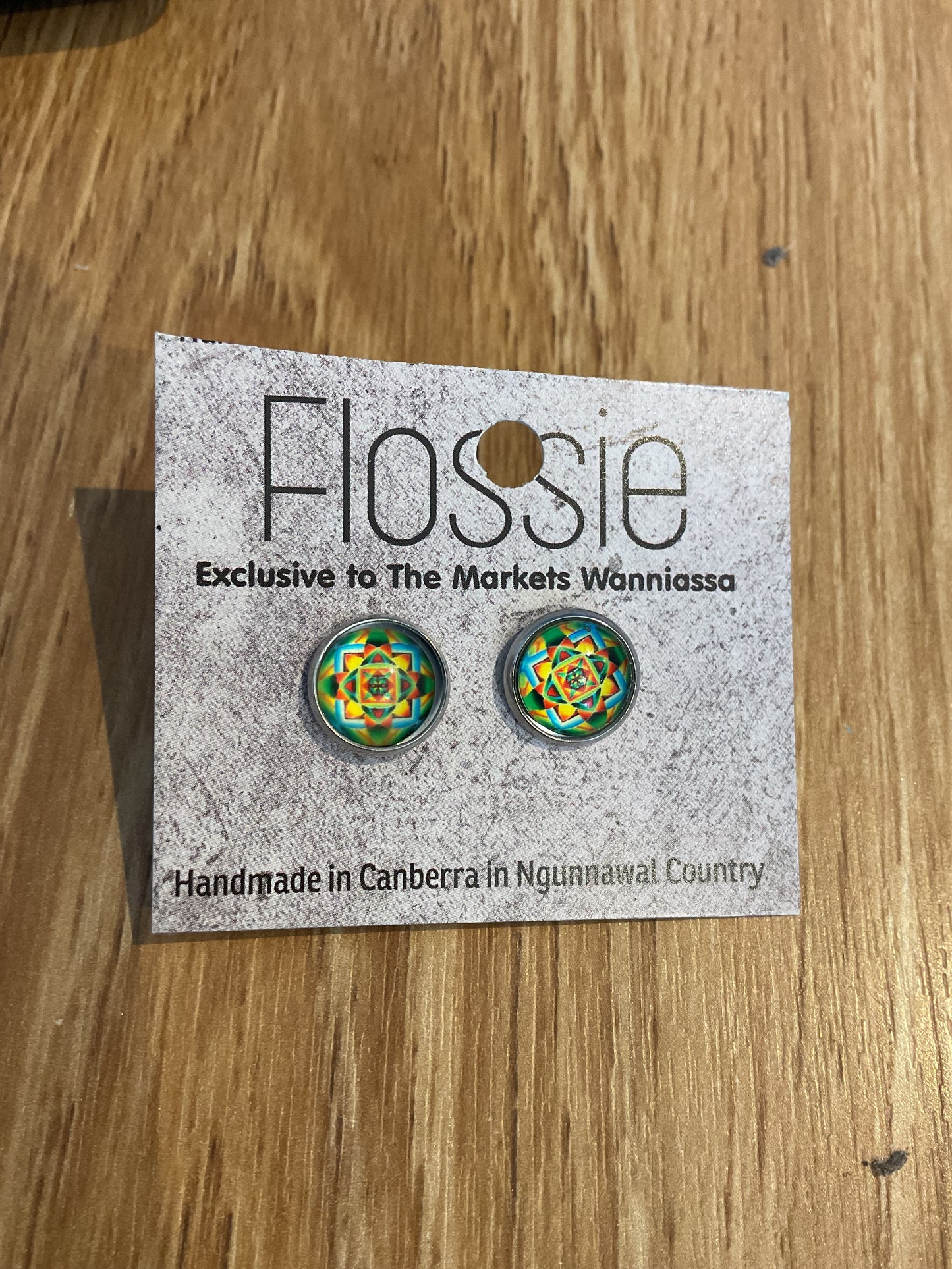 *Earrings Mandala Glass Dome Studs