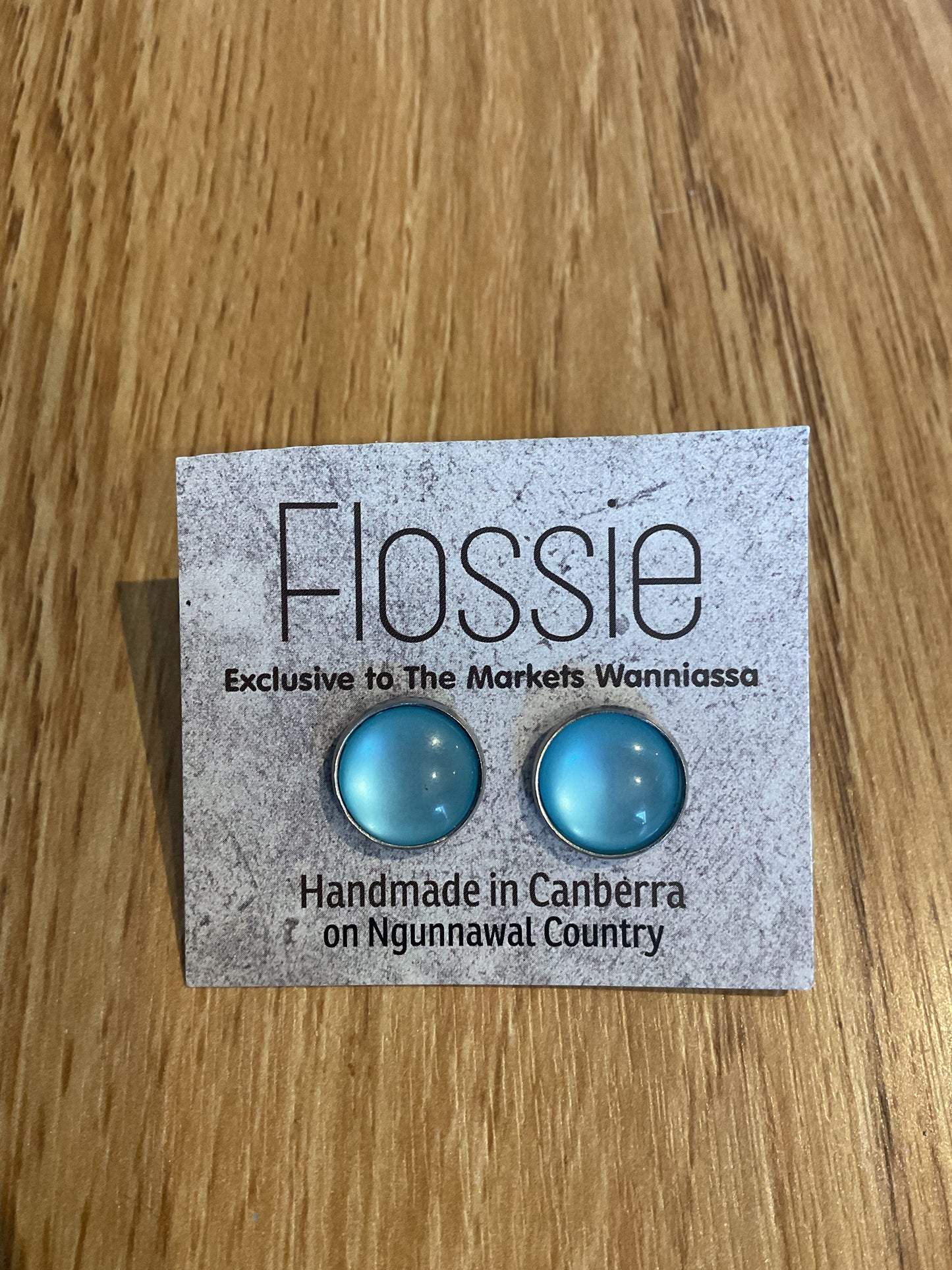 *Earrings Glass Dome Studs Sky