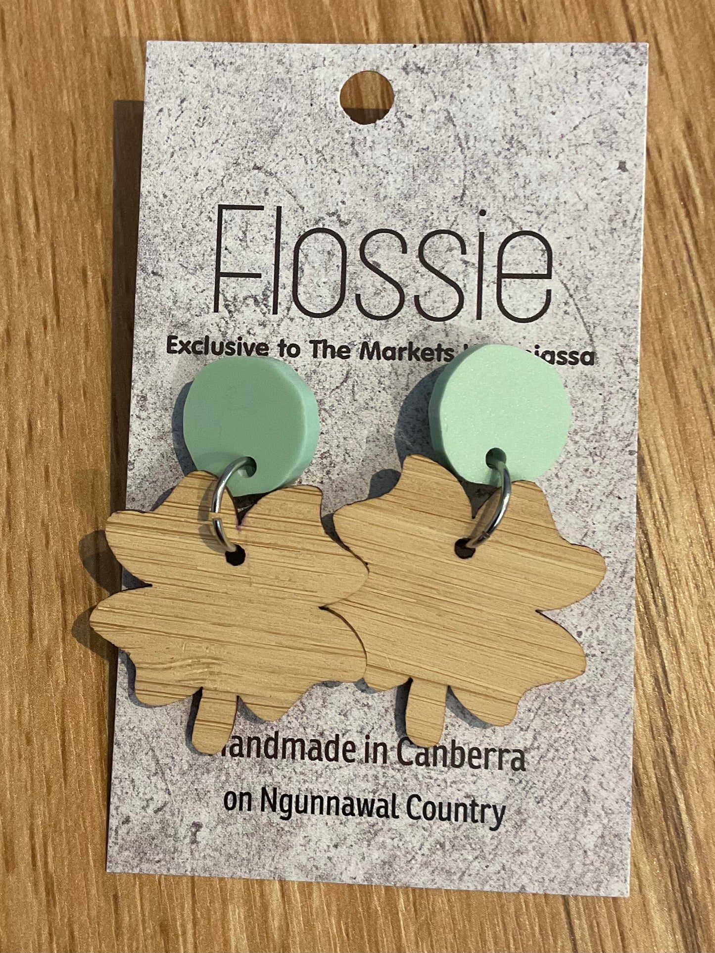 *Earrings Wooden Flower Dangles