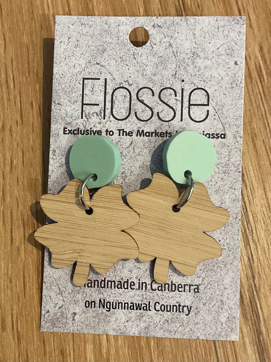 *Earrings Wooden Flower Dangles