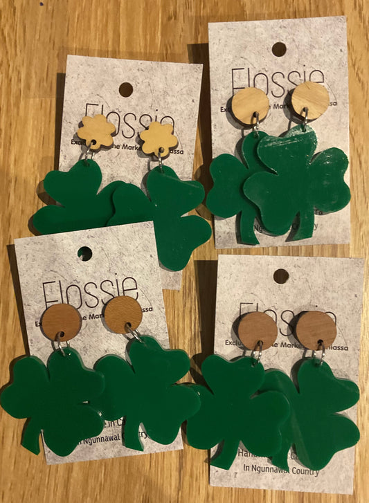 *Earrings Acrylic Four Leaf Clover Dangles
