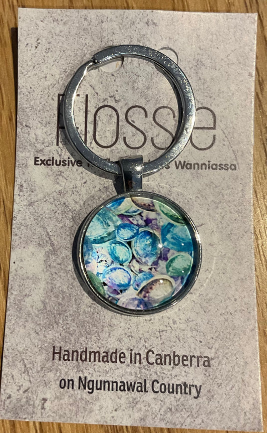 *Glass Dome Keychain Silver