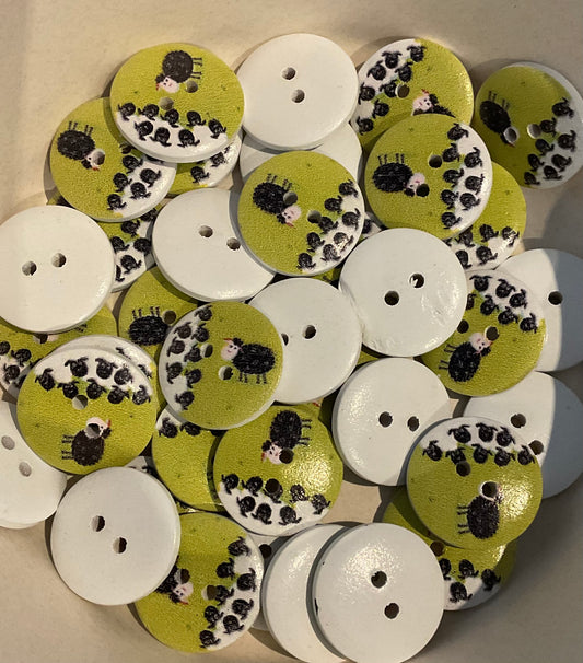 *Loose Buttons -Wooden Sheep Print
