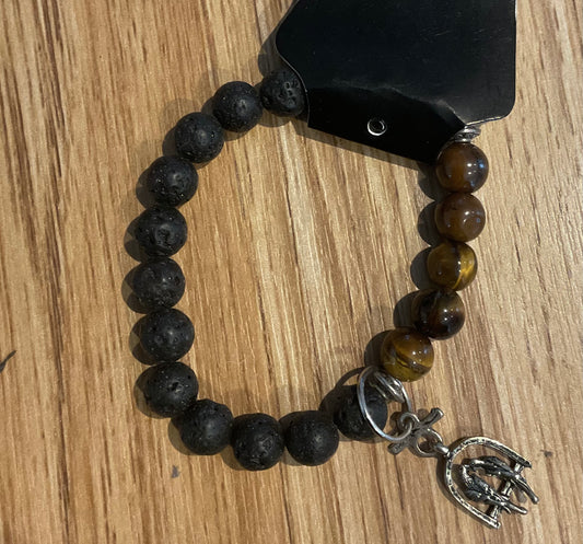 *Bracelet Lava Beads and Jasper Gemstones