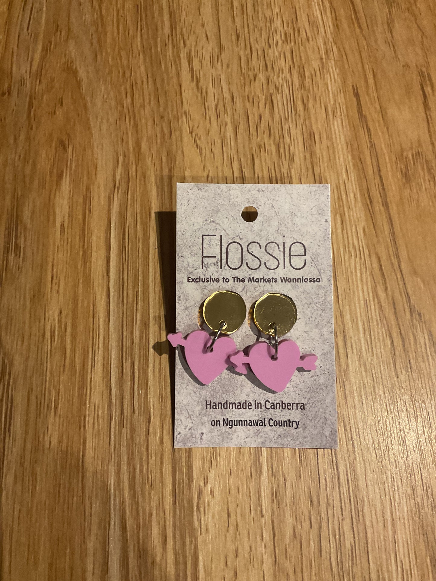 *Earrings Pink Heart Arrow Dangles