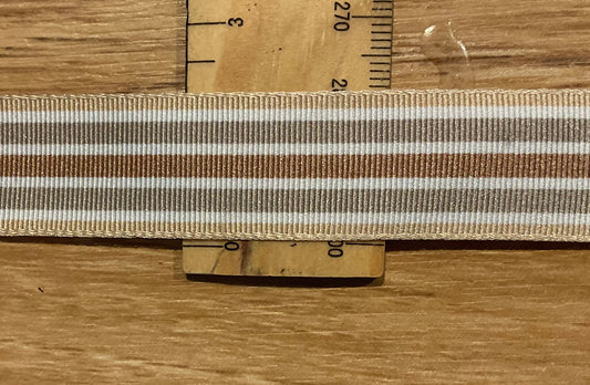 *Ribbon Brown Stripes Grosgrain 20mm Per Metre