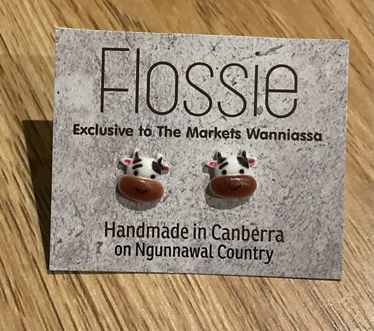 *Earrings Brown Cow Studs