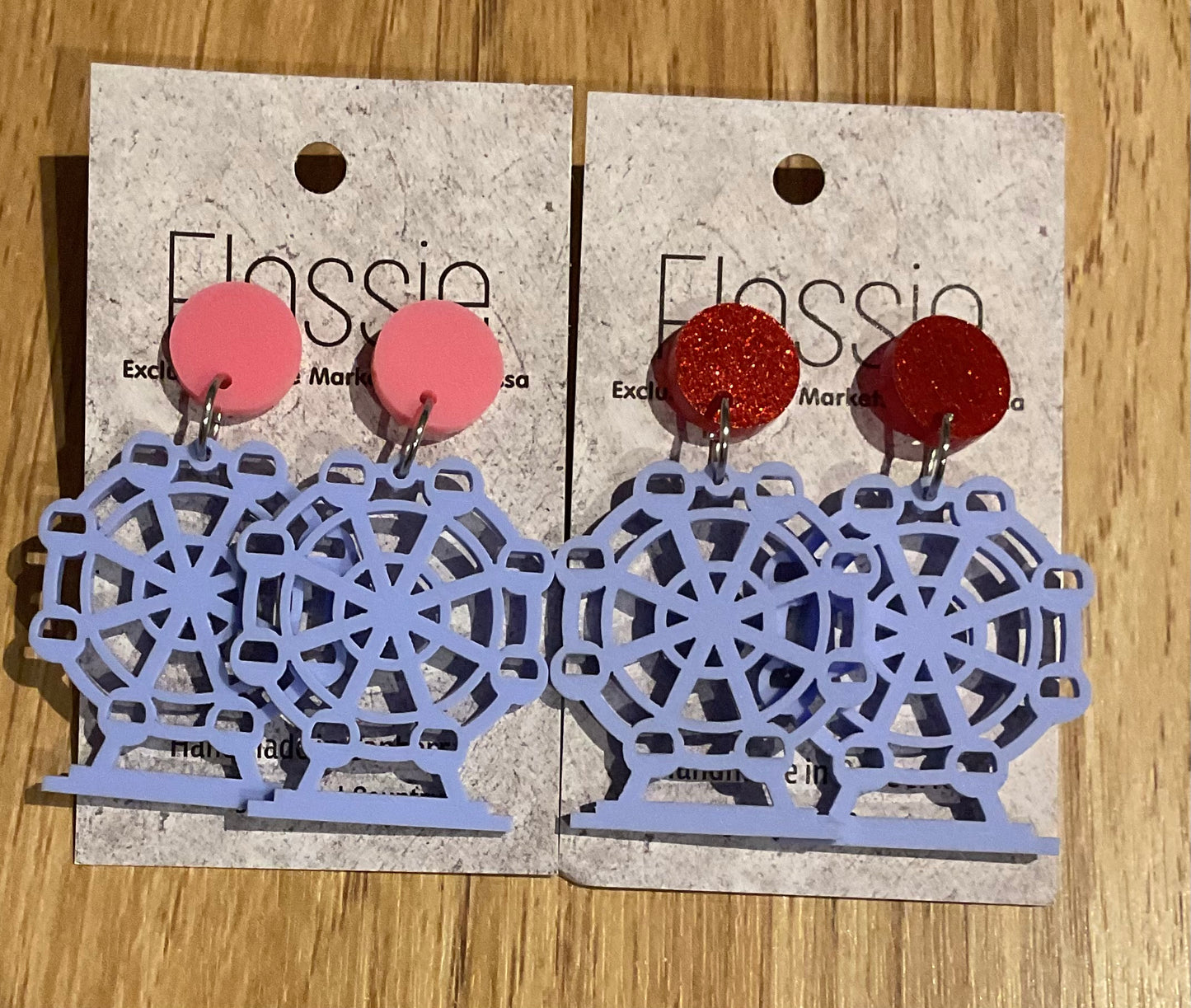 *Earrings Acrylic Blue Ferris Wheel Dangles