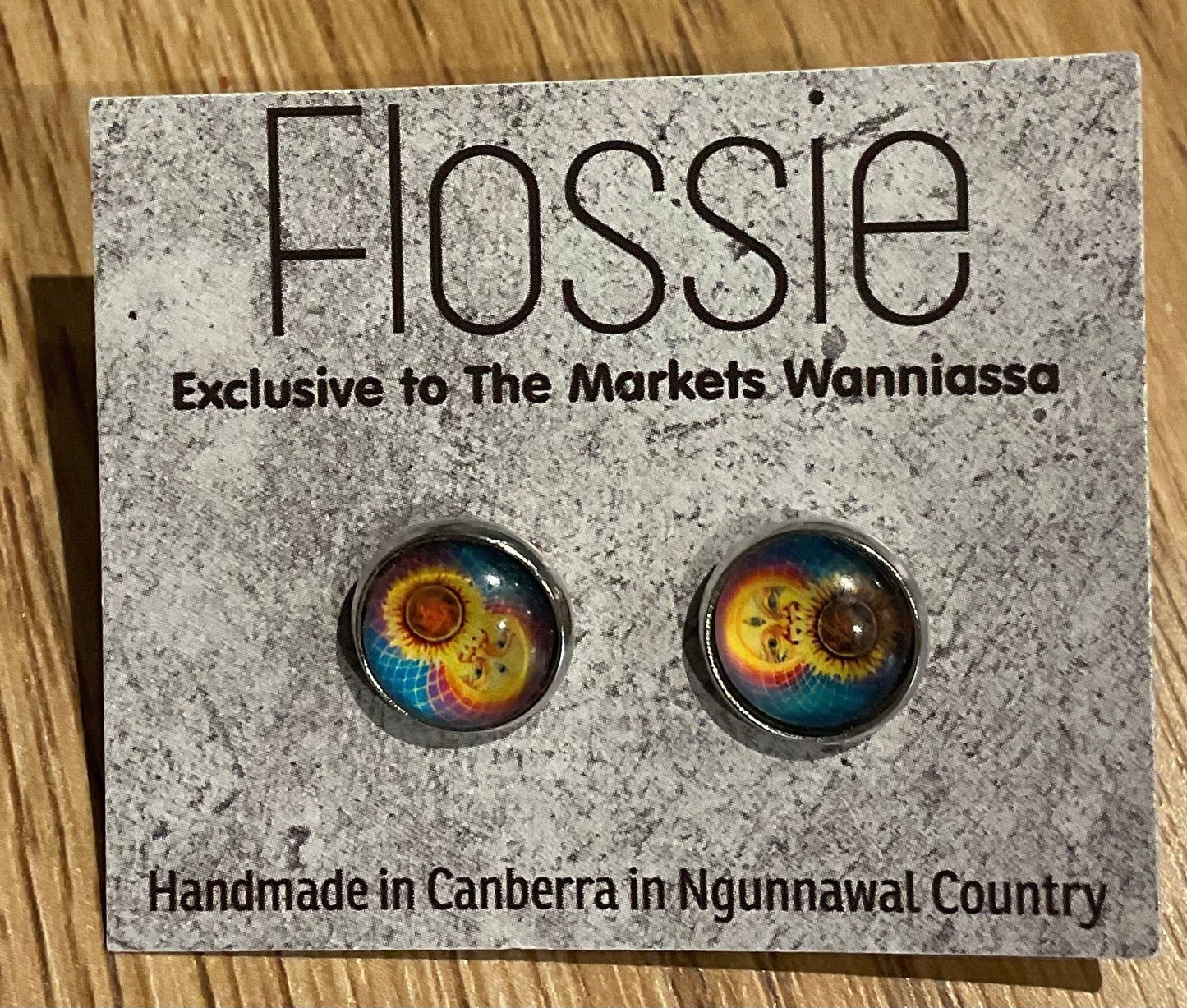 *Earrings Printed Glass Dome Studs