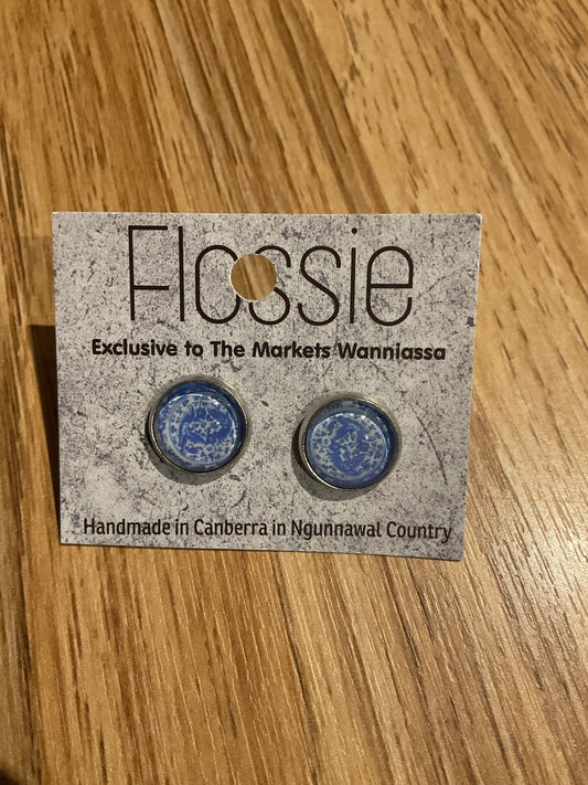 *Earrings Blue Floral Shapes Studs