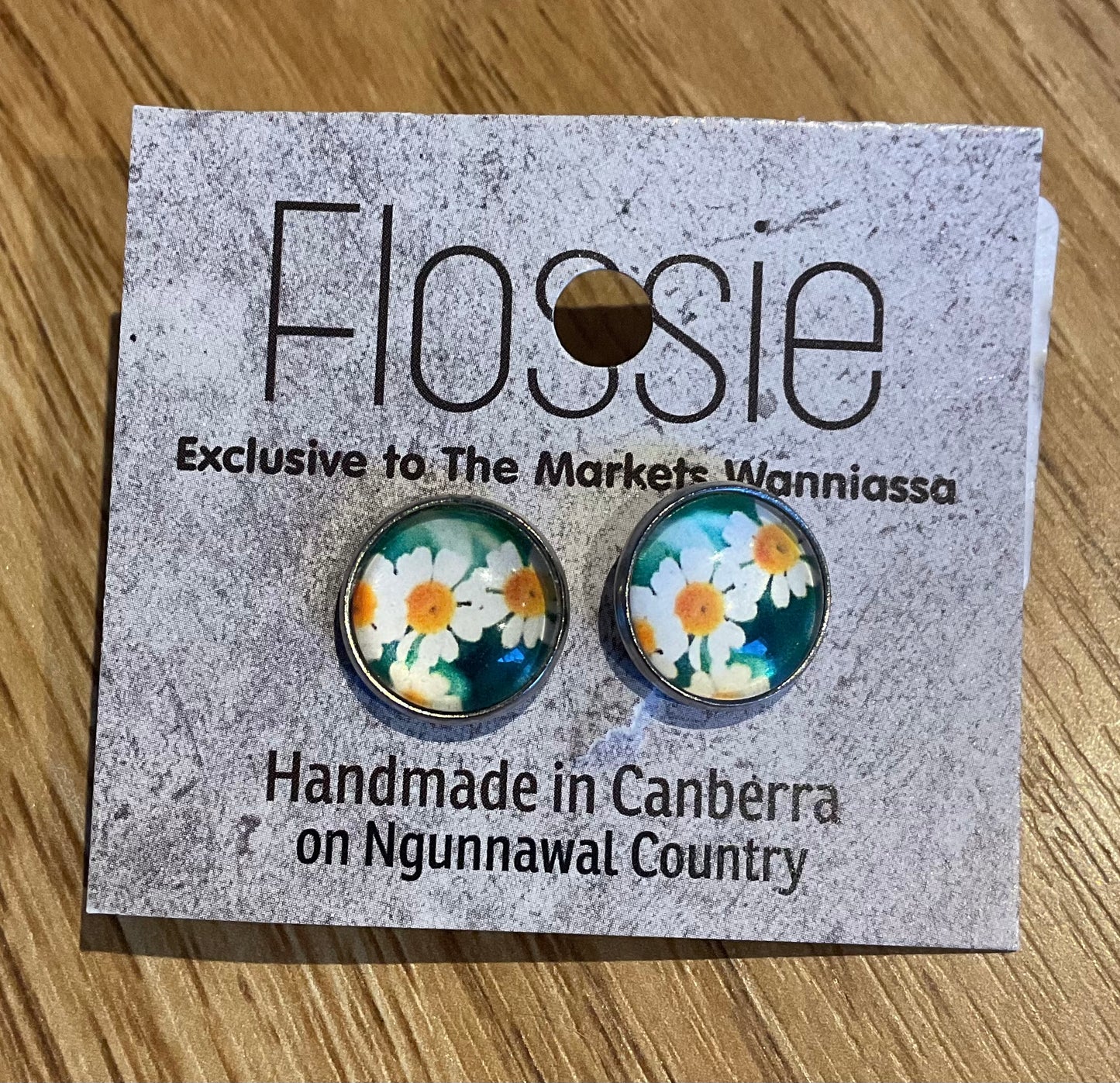 *Earrings Floral Glass Dome Studs