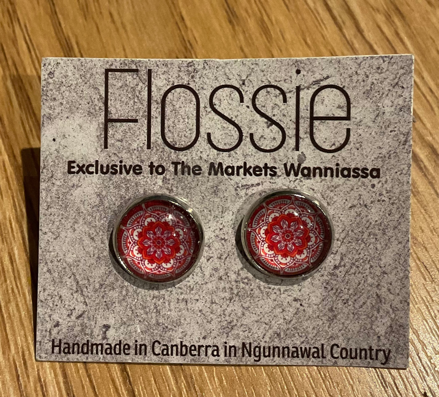 *Earrings Pink Mandala Glass Studs