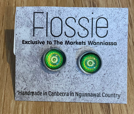 *Earrings Mandala Glass Dome Studs