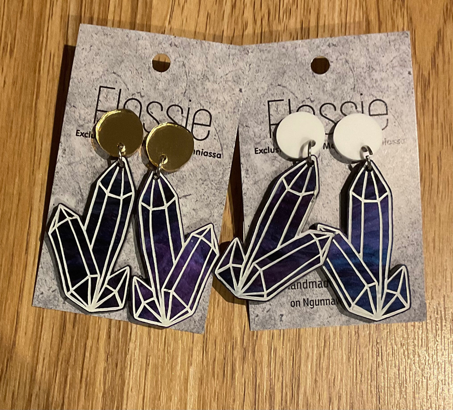 *Earrings Acrylic Hand Painted Crystals Dangles