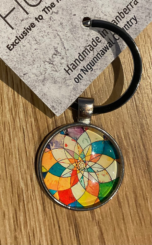 *Glass Dome Keychain Silver