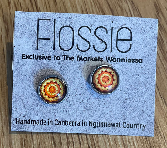 *Earrings Mandala Glass Dome Studs