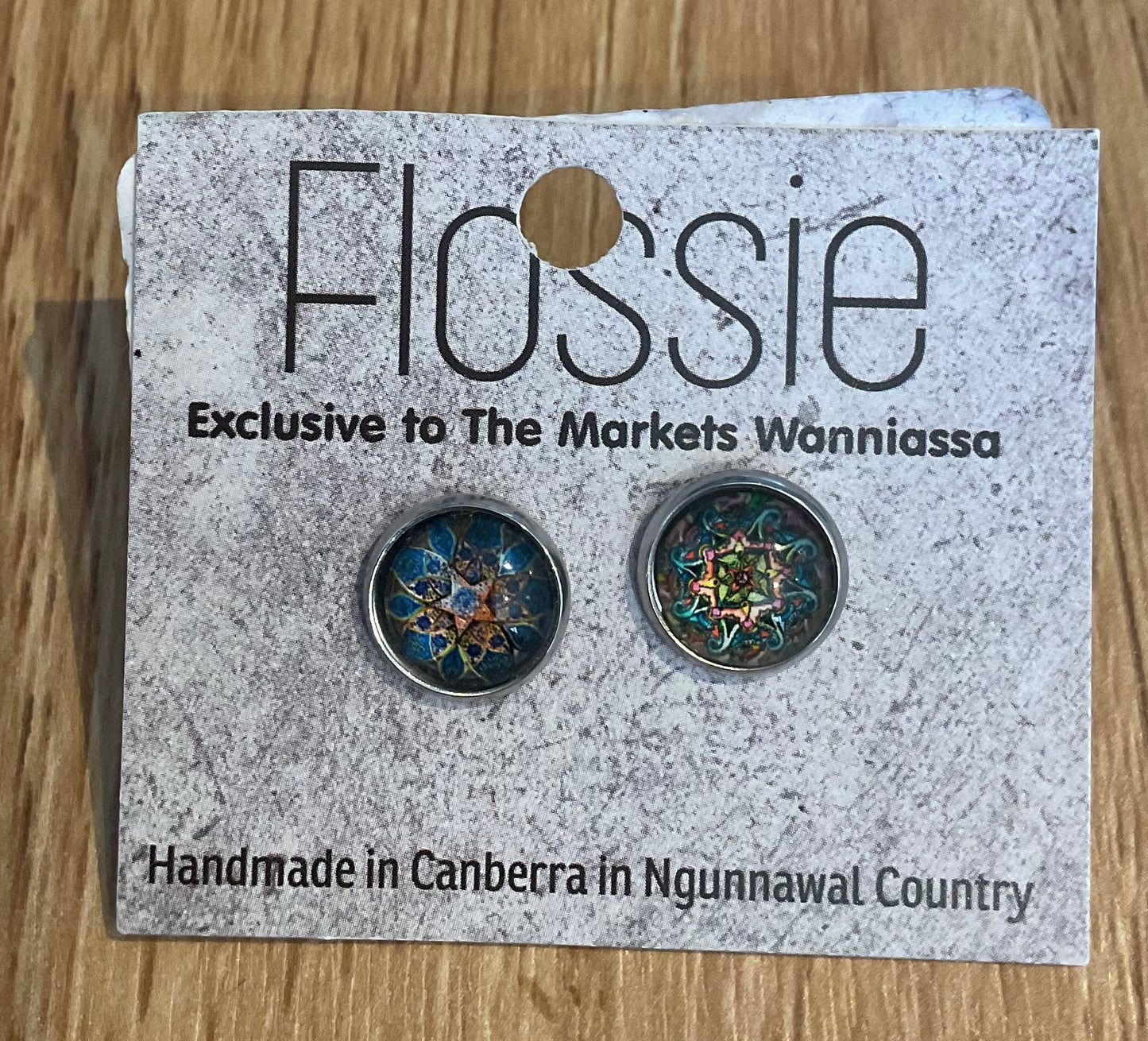 *Earrings Mandala Glass Dome Studs