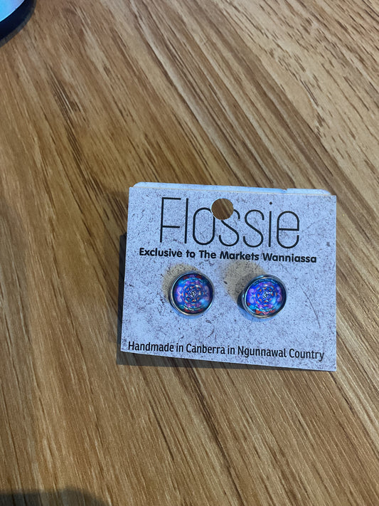 *Earrings Mandala Glass Dome Studs