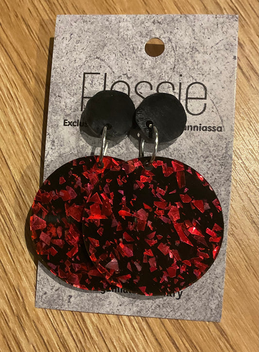 *Earrings 4cm Round Chunky Red Dangles