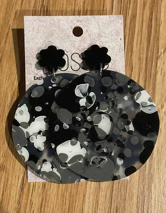 *Earrings Acrylic Large Black Circle Dangles