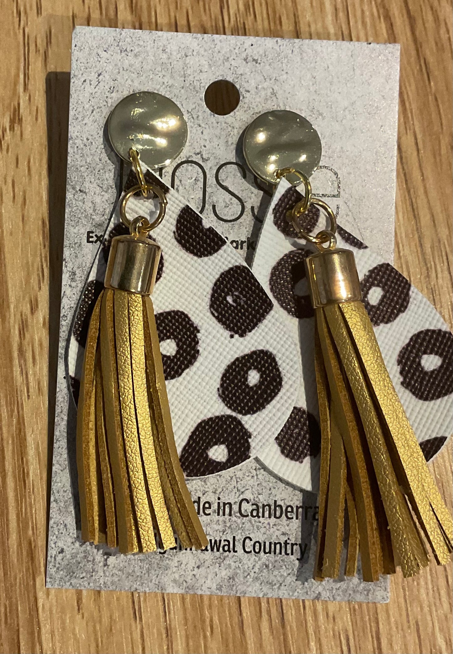 *Earrings Black Spots & Tassel Dangles