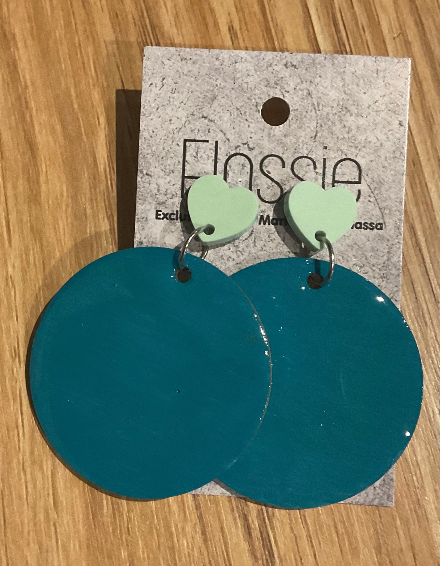 *Earrings Hand Painted Green Resin Dangles