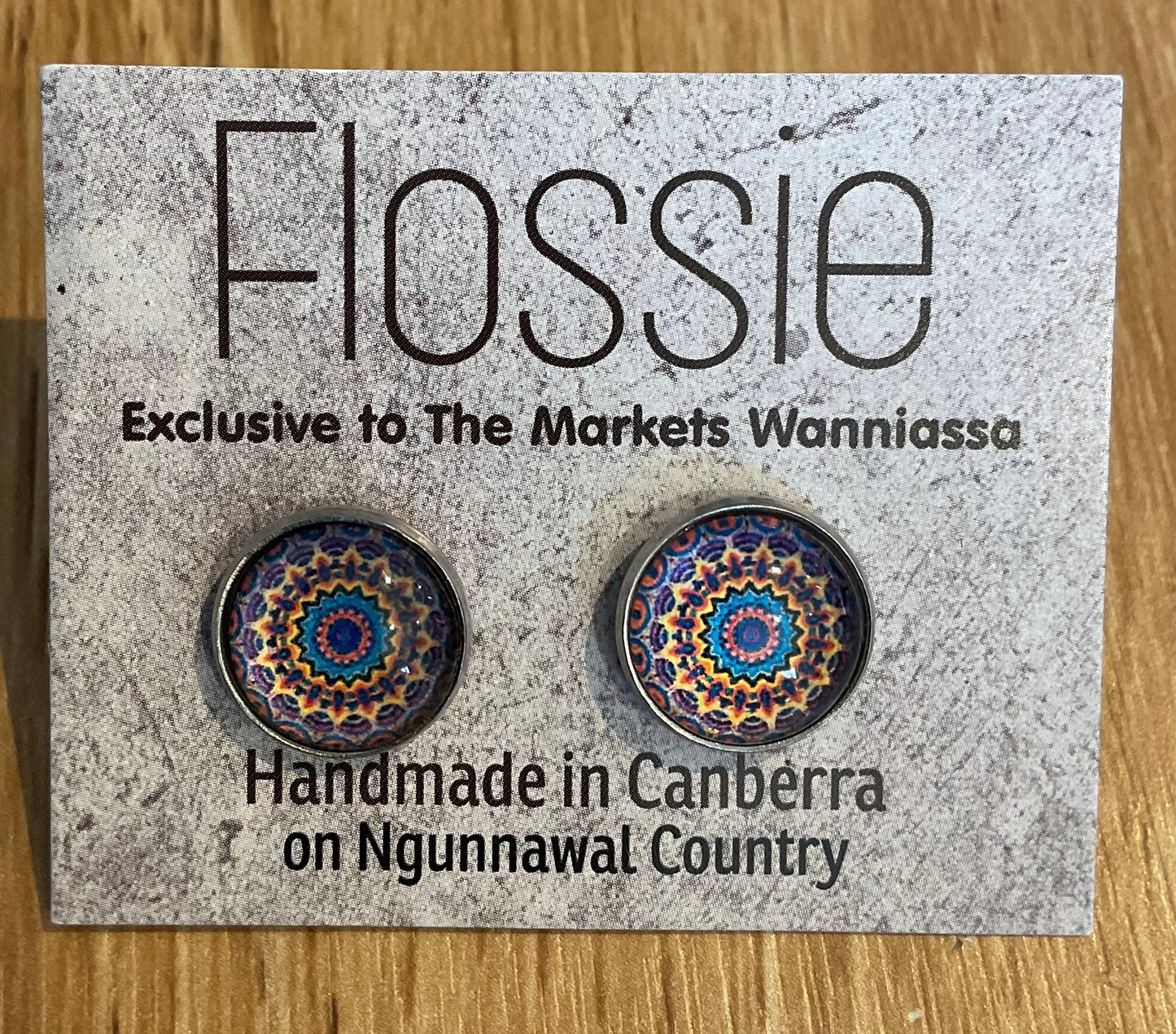*Earrings Mandala Glass Dome Studs