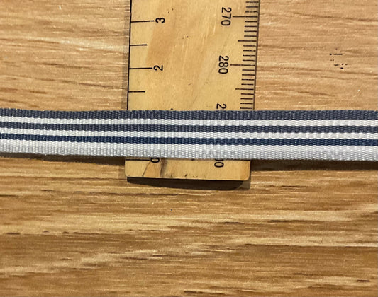 *Ribbon Multiple Blue Striped 10mm Per Metre