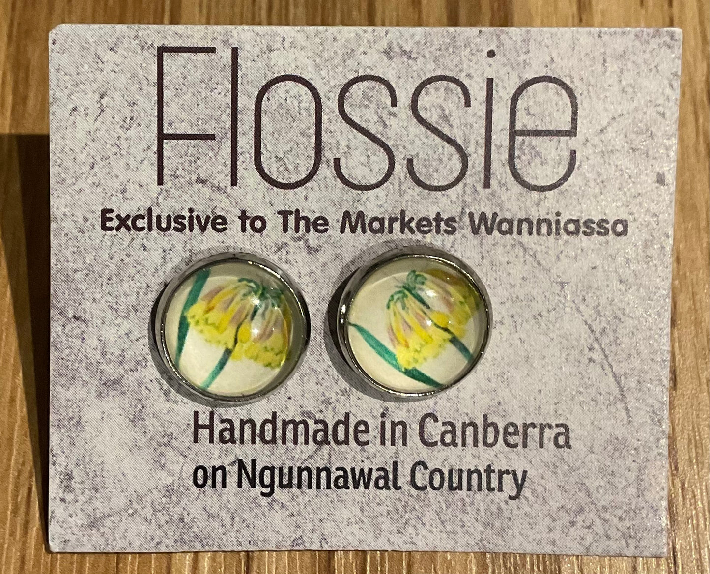 *Earrings Yellow Bloom Glass Studs