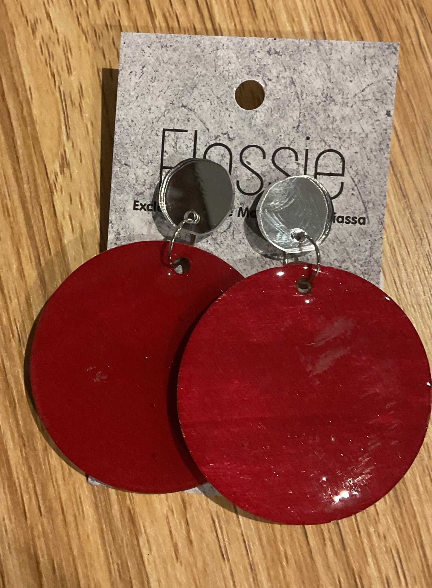 *Earrings Hand Painted Red Round Resin Dangles