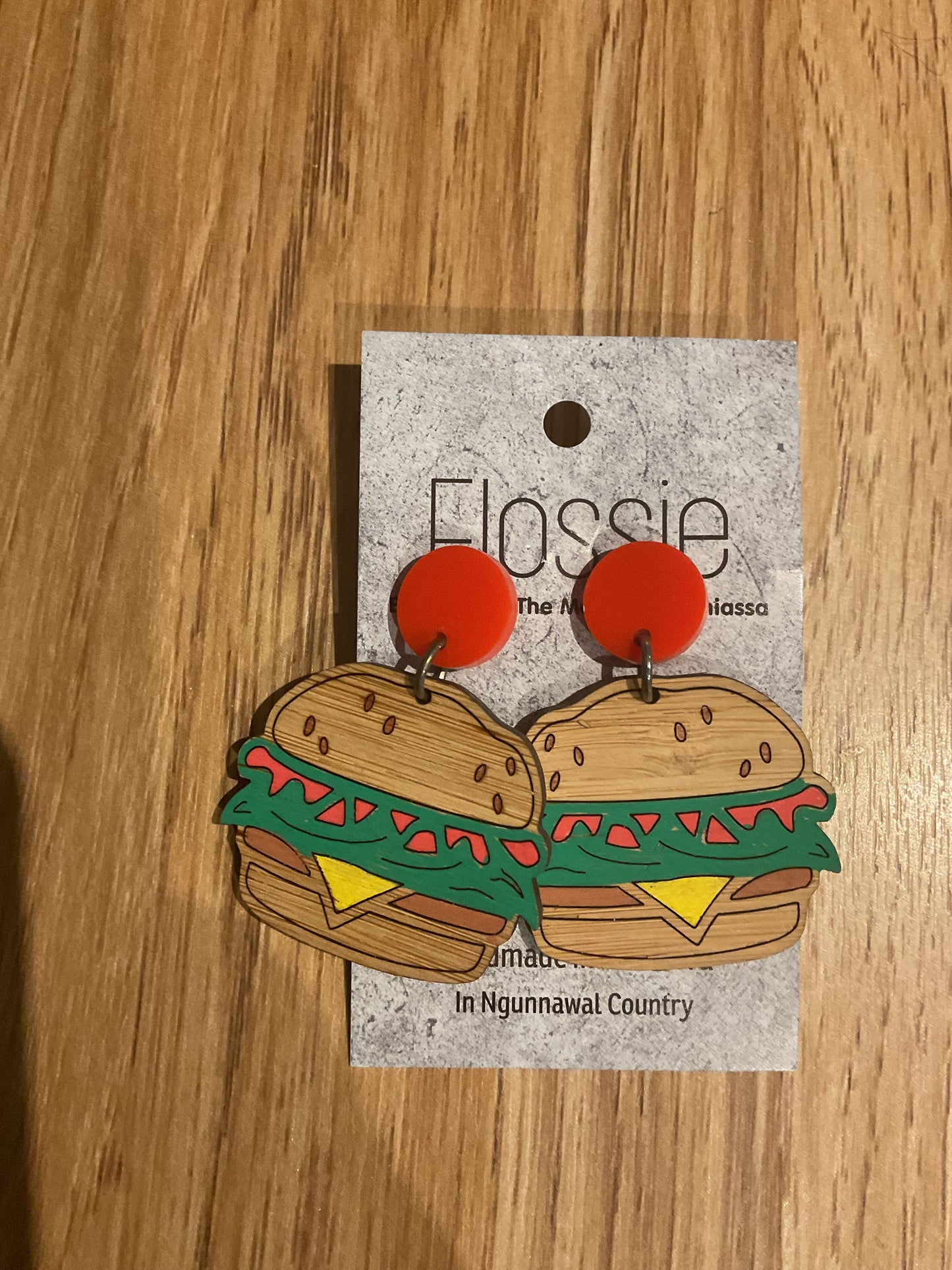 *Earrings Hand Painted Hamburger Dangles