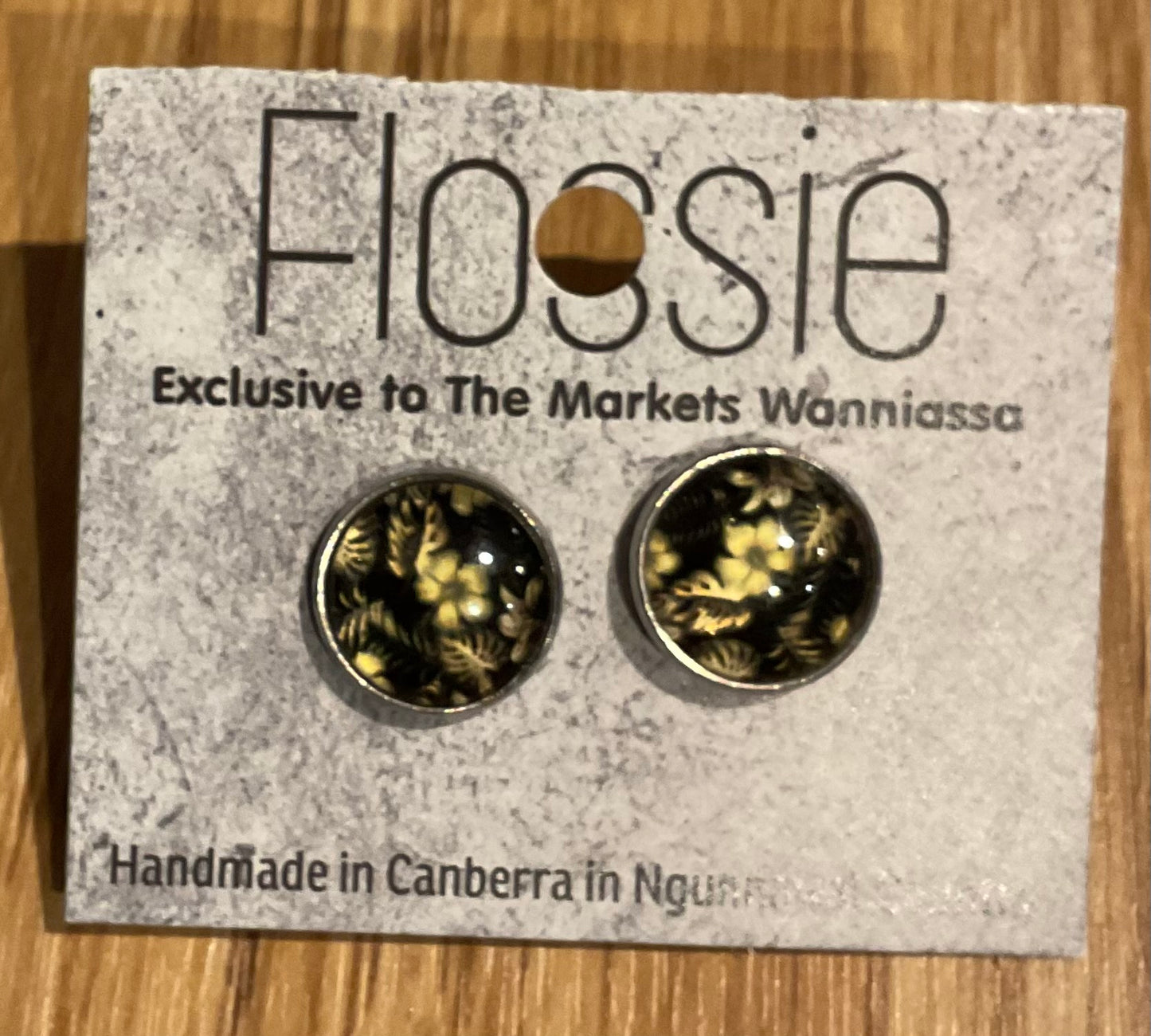 *Earrings Yellow Blooms Glass Studs