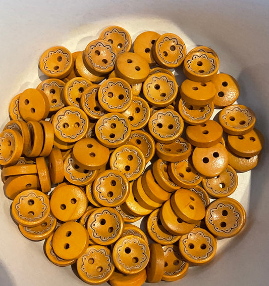 *Loose Buttons - Wooden with Printed Design