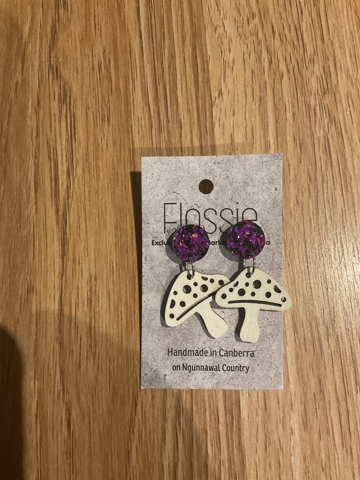 *Earrings Hand Painted Mushroom Dangles