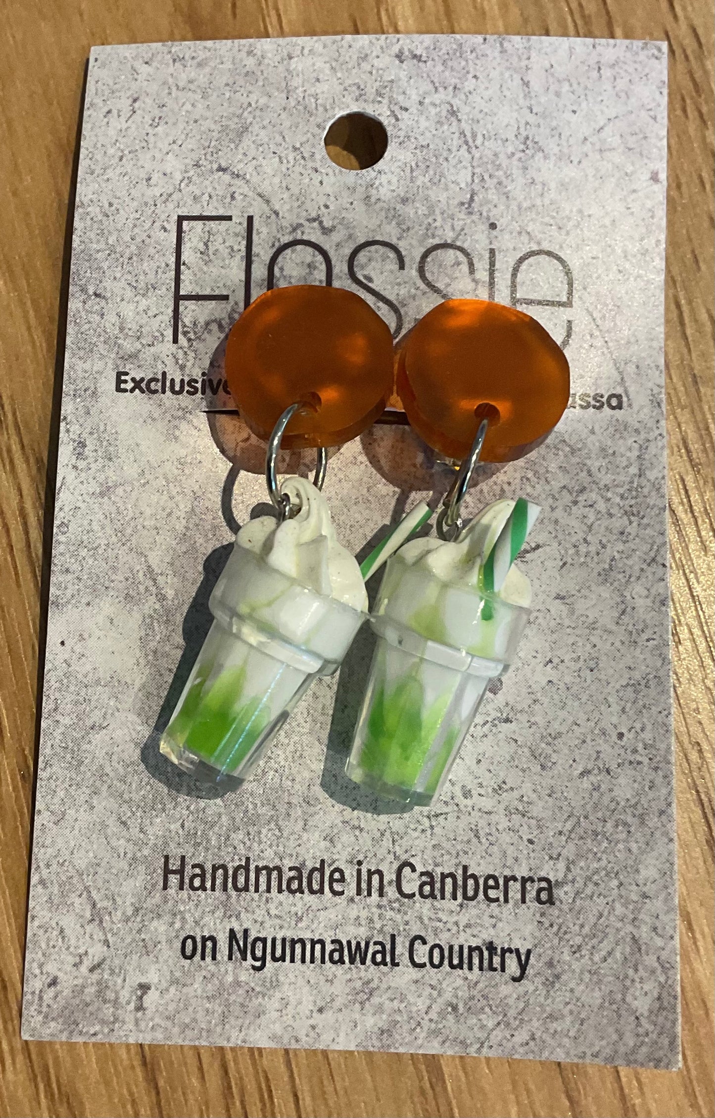 *Earrings Clip on Dangles Lime Milkshakes
