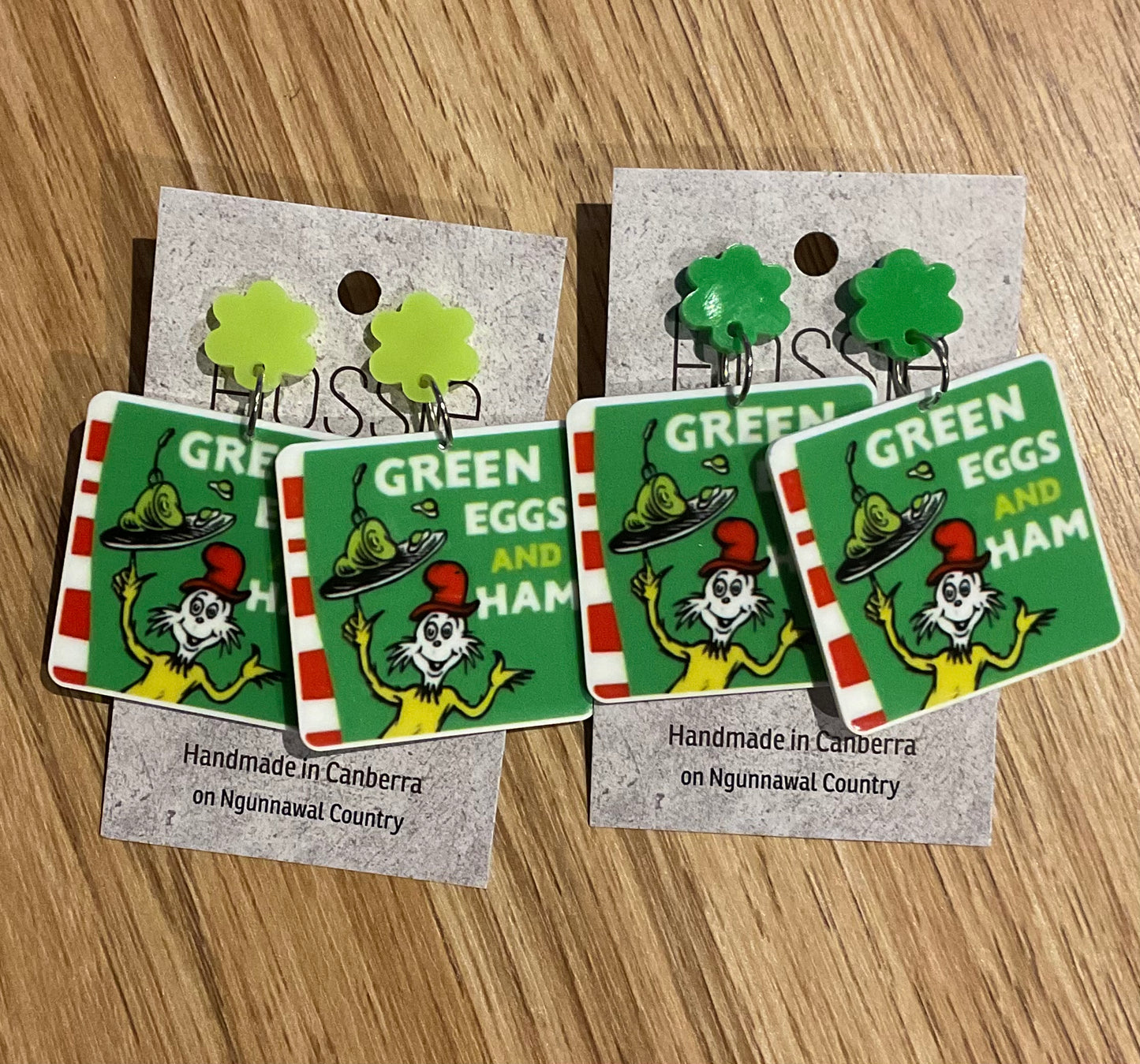 *Earrings Green Eggs and Ham Dangles