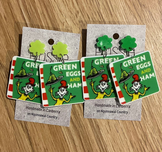 *Earrings Green Eggs and Ham Dangles
