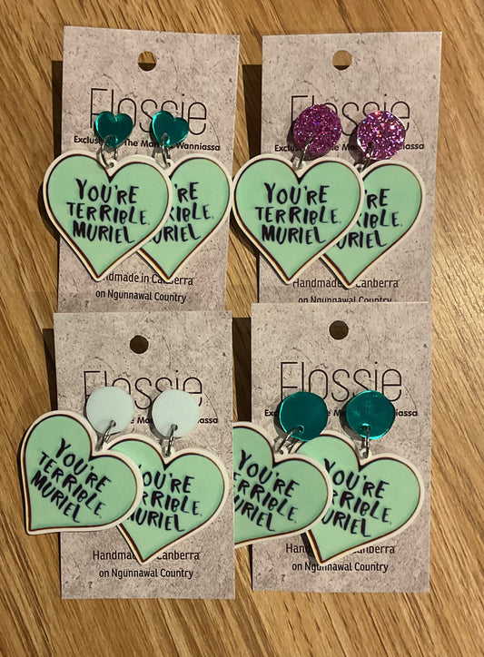 *Earrings You're Terrible Muriel Dangles