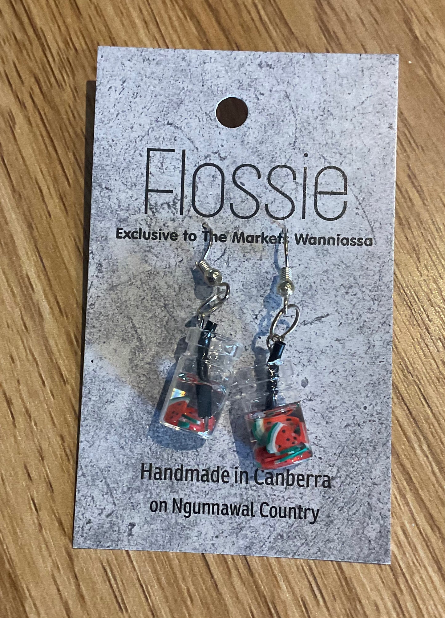 *Earring Watermelon Drink Dangles