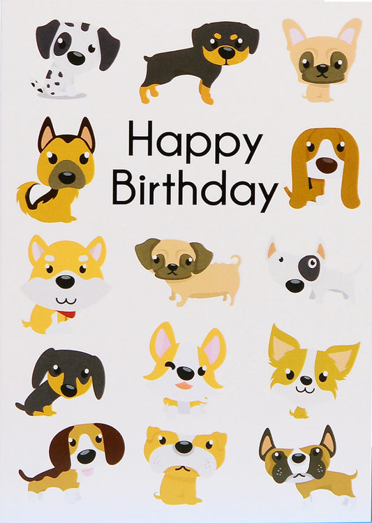 Happy Birthday Greeting Card - Dogs
