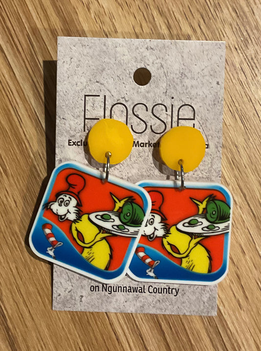 *Earrings Green Eggs and Ham Dangles