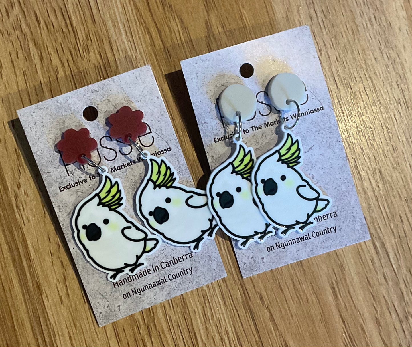*Earrings Cockatoo Dangles