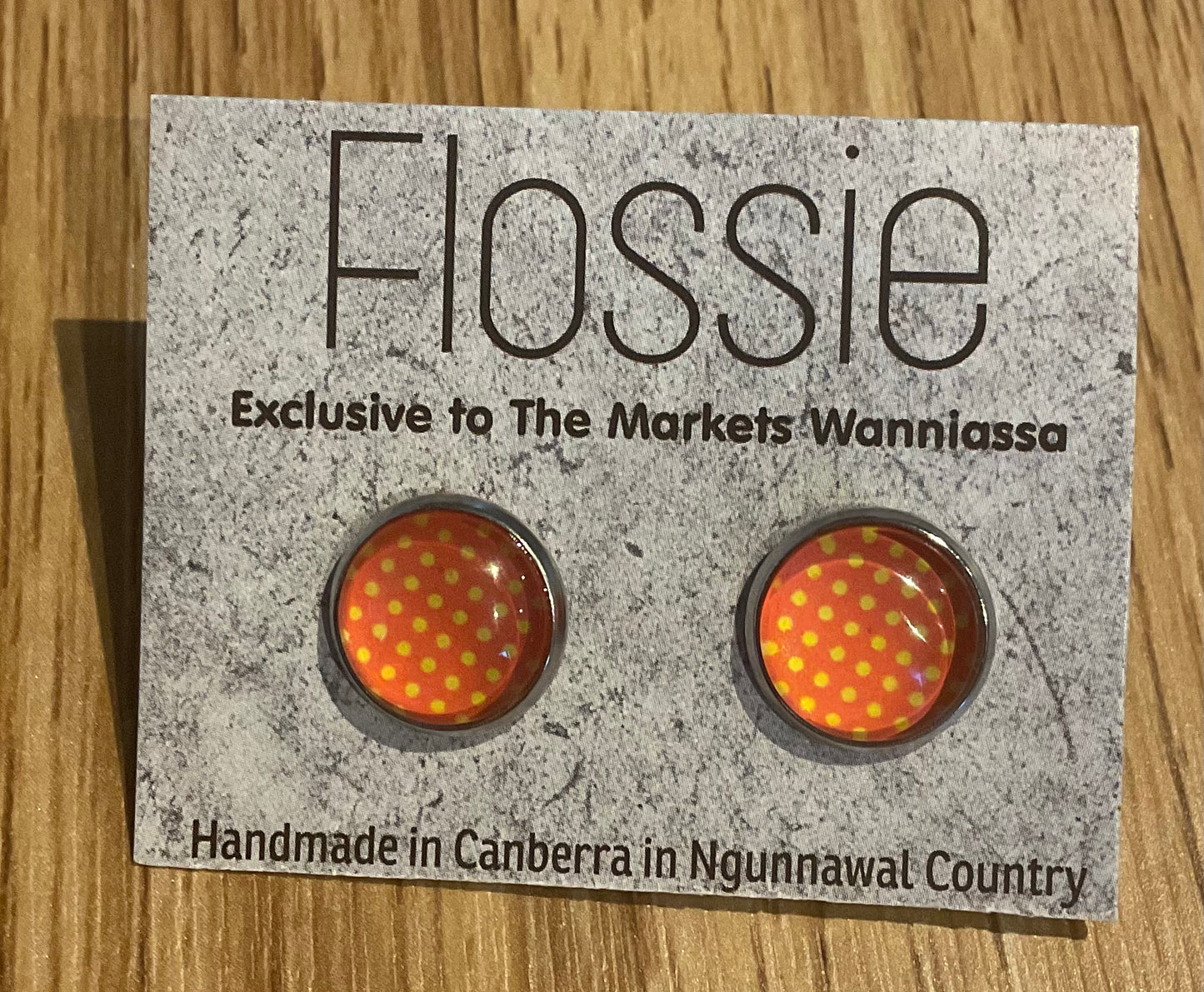 *Earrings Orange Yellow Spots Studs