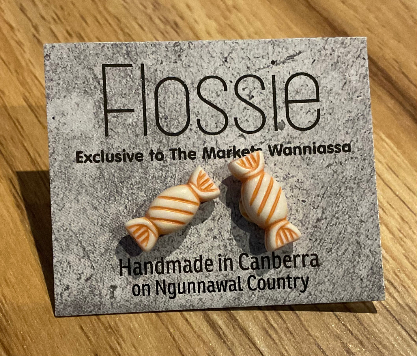 *Earrings Orange Lolly Studs