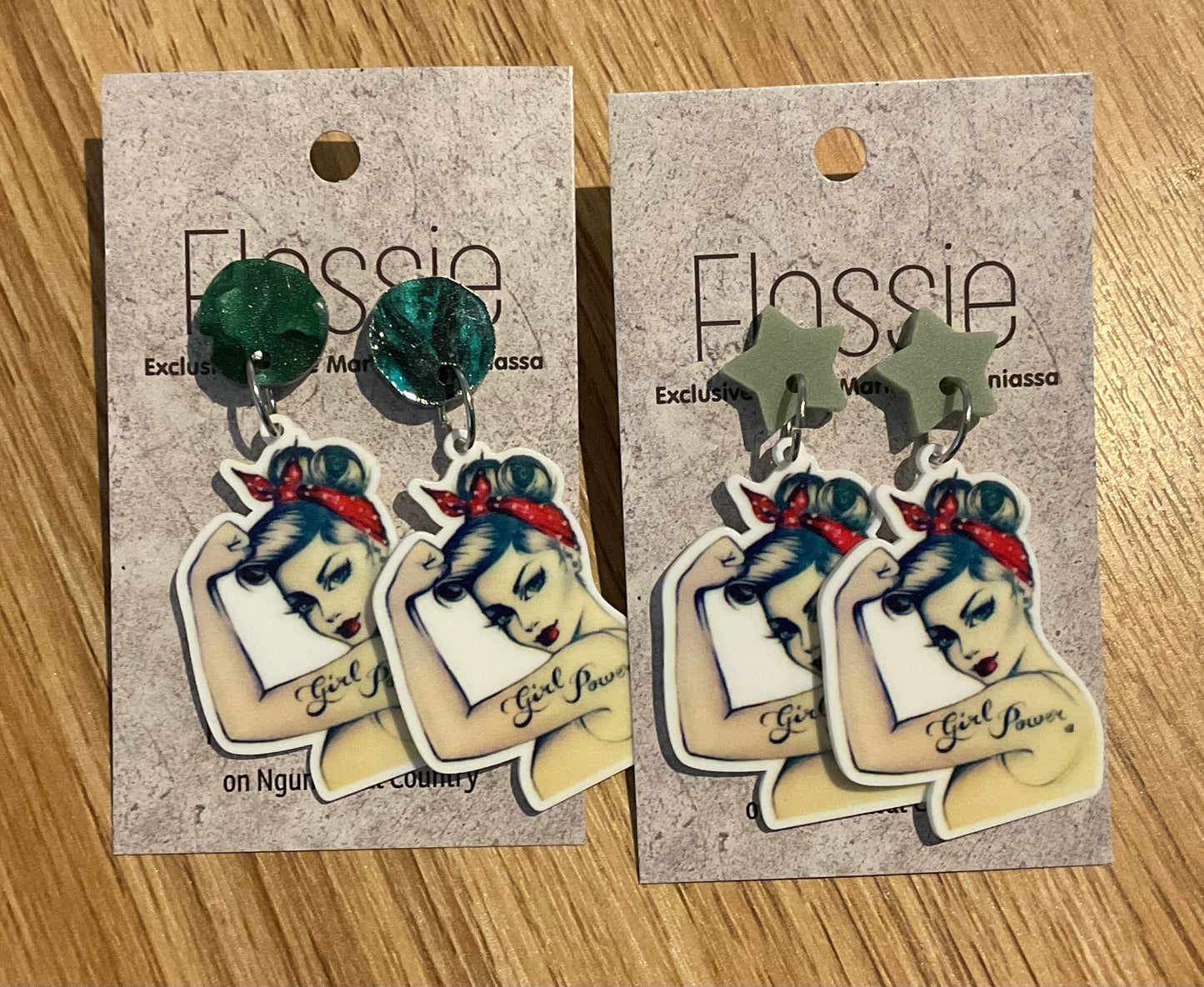*Earrings Girl Power Dangles