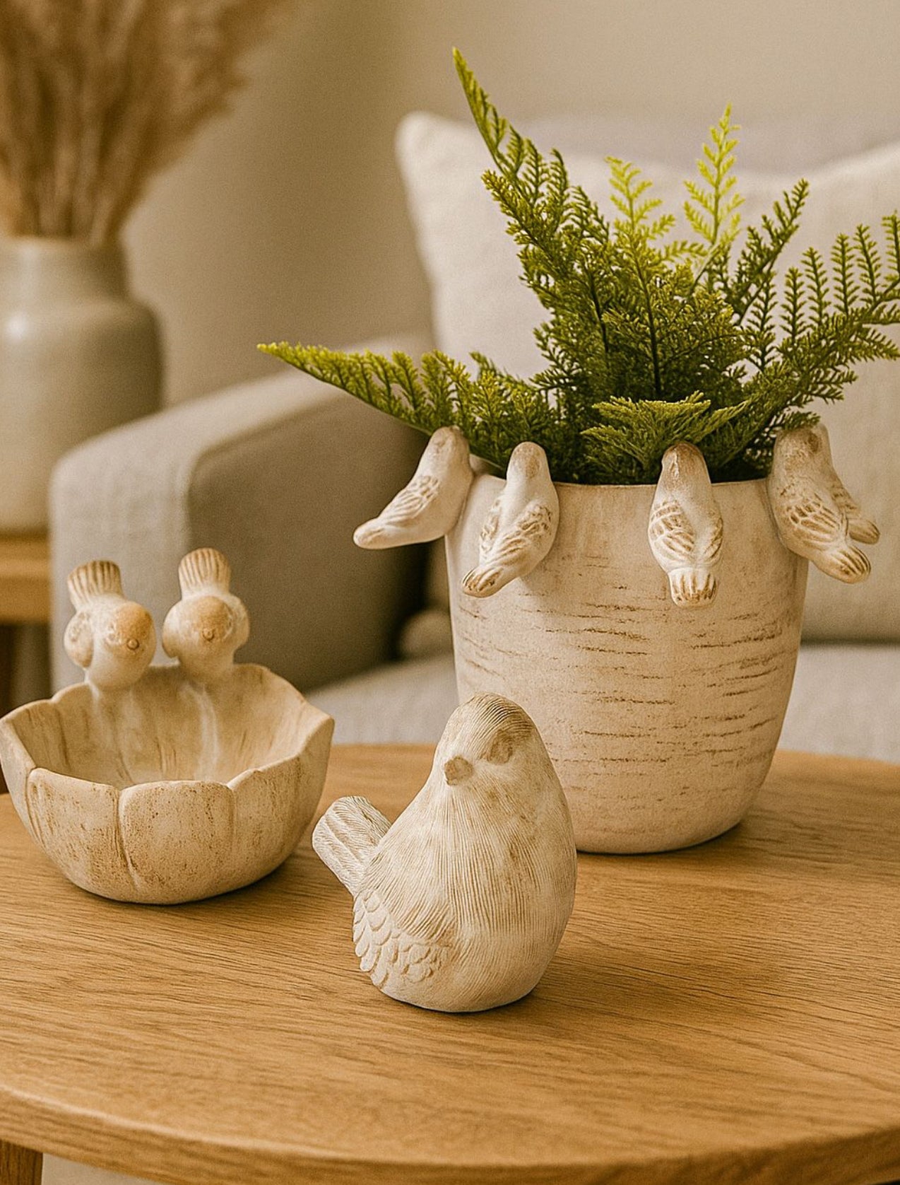 Fable Bird Ornament Bisque