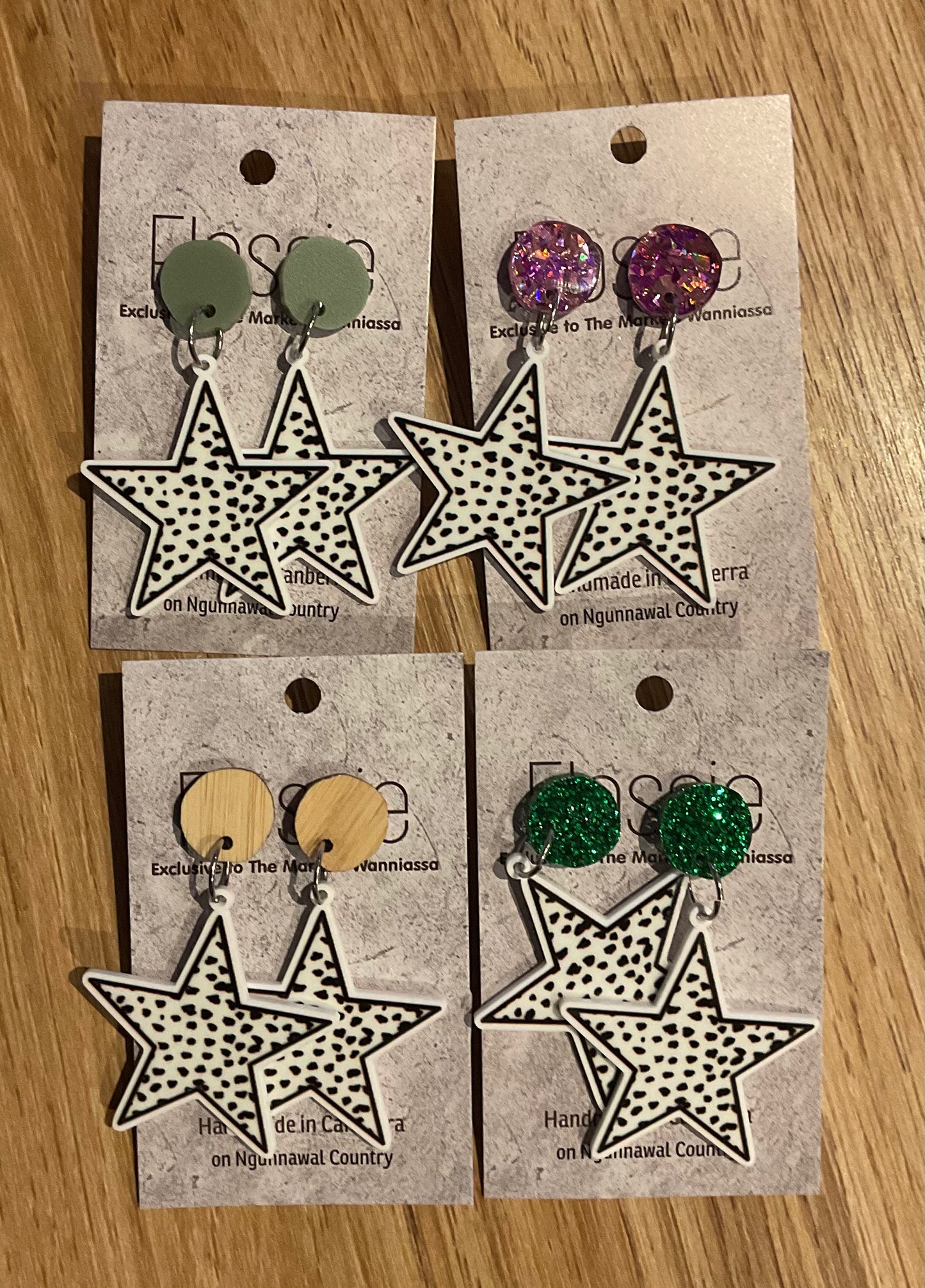 *Earrings Spotted Stars Dangles