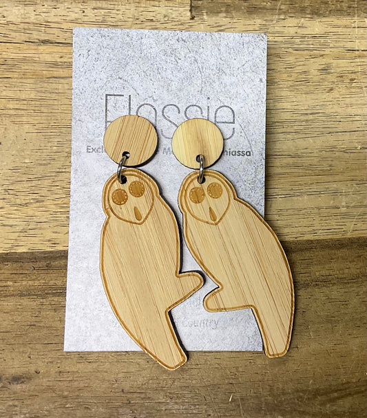 Belconnen Owl Earrings Dangle Bamboo